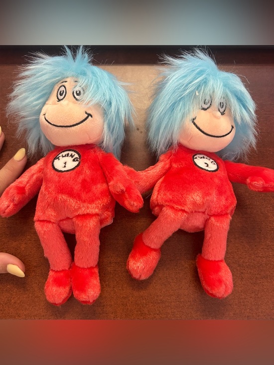 Dr. Seuss Other - Dr. Seuss Thing 1 Plush Lot of 2 Blue Hair Stuffed Animals 8” EUC